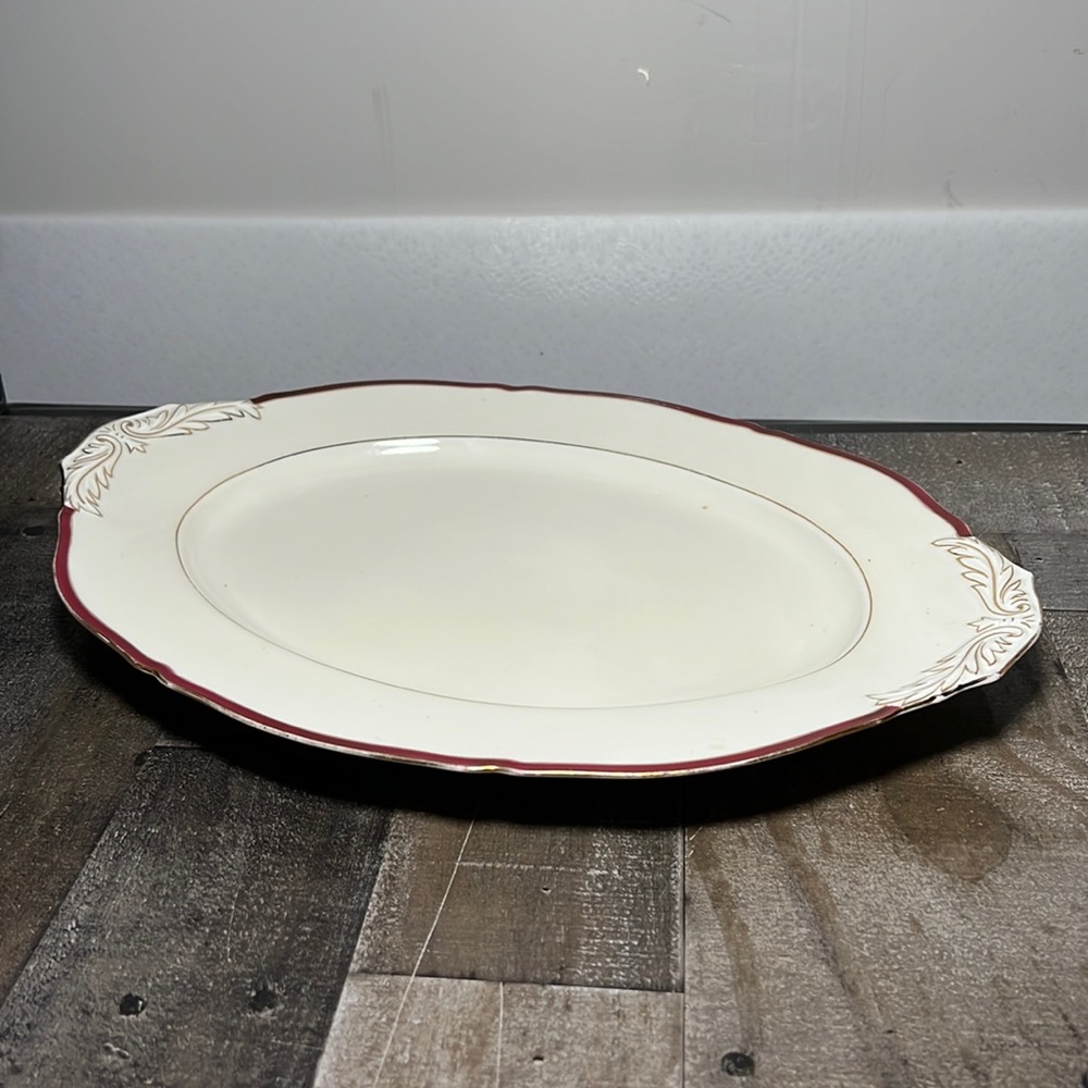 VTG 1930's Victoria China Czechoslovakia Bone China Platter Gold Trim Art Deco